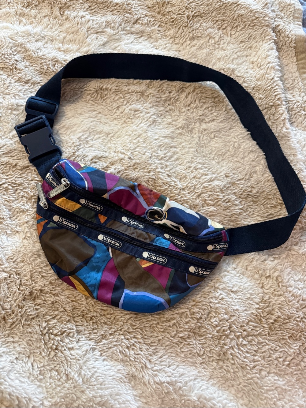 Lesportsac Multicolor Abstract Print Waist Pack with Black Strap